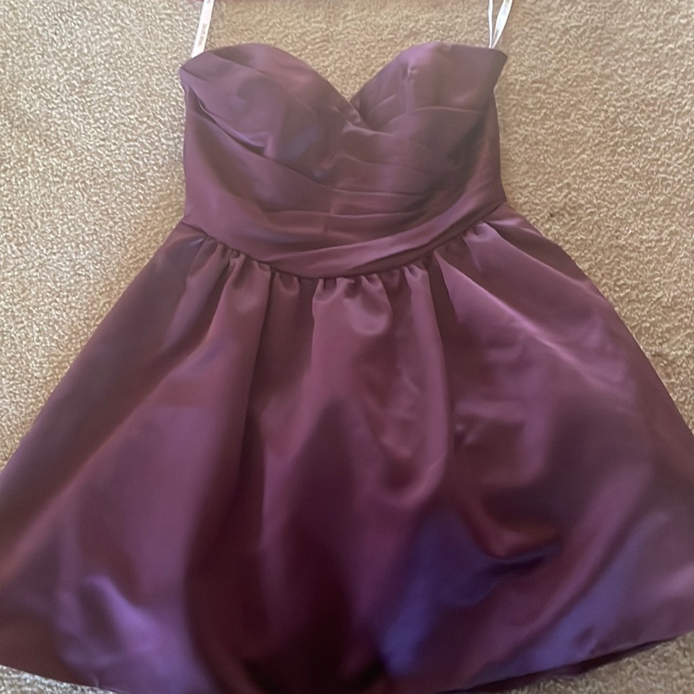 Purple David’s Bridal short dress